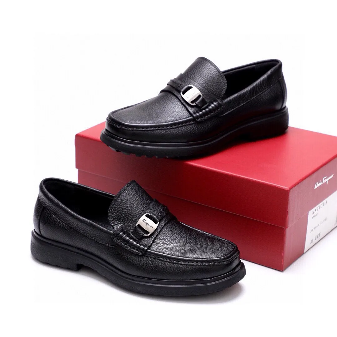 Men's shoes 💰520 💐[Ferragamo/Ferragamo] New 🐲Ferragamo* Ferragamo classic formal leather shoes! It uses imported first-layer pebbled cowhide leather upper + luxurious hardware buckle, and the inner first-layer comfortable cowhide leather lining! Original rubber outsole! Code number 38-44 (45🉑️customized)